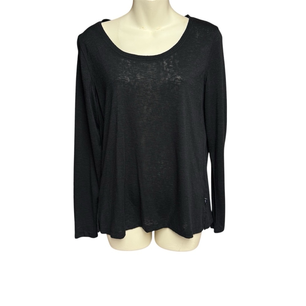 Gap size XS Women's Black Long Sleeve Top scoop neck semi sheer